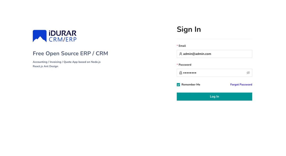Urja CRM sign-in page